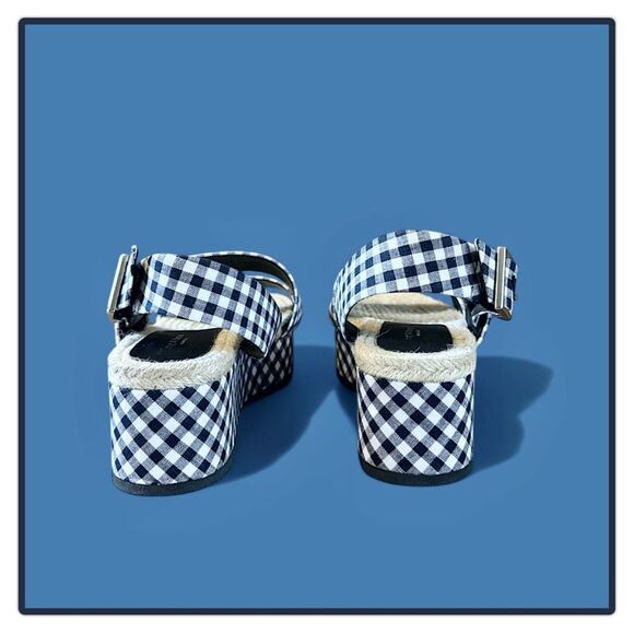 Rag & Bone Megan Platform Sandals Espadrilles Navy Gingham - Picture 6 of 16